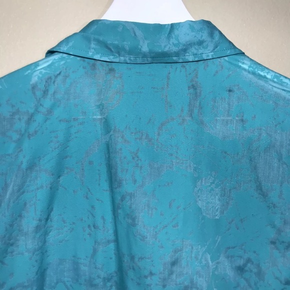⚡️SOLD⚡️Breckenridge Blouse Button Down Shirt Top Aqua Teal Cotton 3/4 Sleeve - Picture 11 of 12